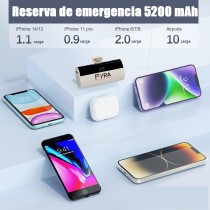 Cargador Portátil Mini 3300mAh | Power Bank PD Ligero con Pantalla LED | Batería Externa Compatible Tipo Lightning (Blanco)